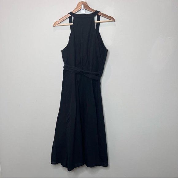 J Crew Womens Size Small Linen Wrap Dress Sleeveless Black NEW Coastal Cotton - Picture 3 of 10